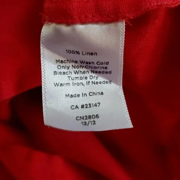 Talbots 100% Linen Red and White Embroidered Tunic Women's Sz S - Picture 5 of 5